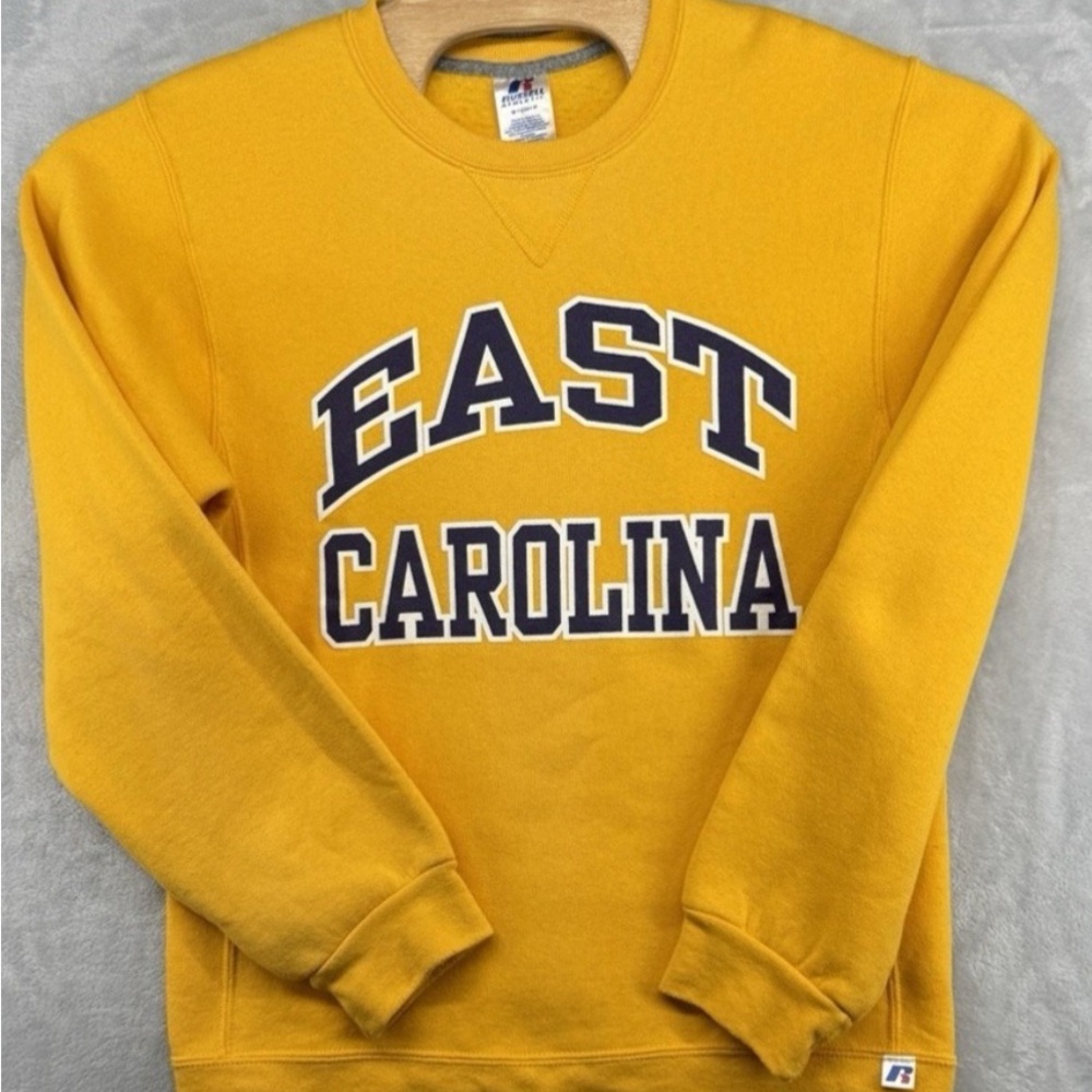Russell Athletic Men's Yellow East Carolina Crewneck Sweater